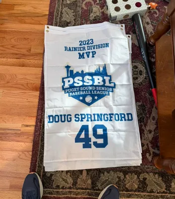 Rectangle Flag - Post on Puget Sound Senior Baseball League Facebook page part of an 81 flag order