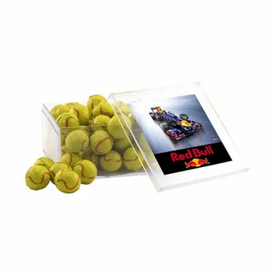 Acrylic Box with Chocolate Tennis Balls - Large - All Signs Today