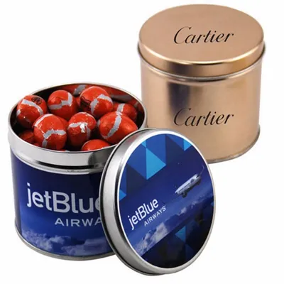 Round Tin with Chocolate Footballs - SBF4100 - All Signs Today