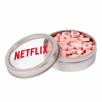Small Top View Tin - Imprinted Conversation Hearts - All Signs Today