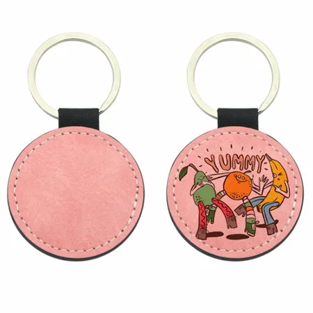 Full-Color Circle Leather Keychain - All Signs Today