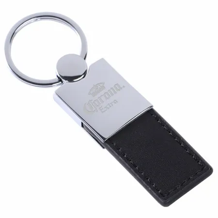 Polished Metal & Leather Keychain - All Signs Today
