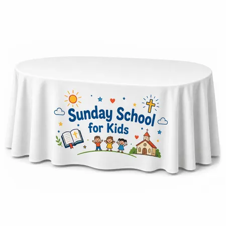 Custom Oval Table Covers - All Signs Today