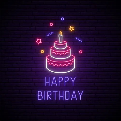 Happy Birthday with Cake Neon Sign - All Signs Today