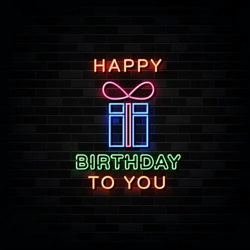 Happy Birthday To You with Gift Neon Sign - All Signs Today