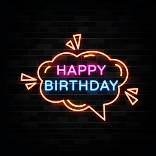 Happy Birthday in Bubble Thought Neon Sign - All Signs Today