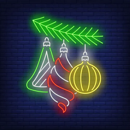 Christmas Baubles Fir Tree Branch Neon Sign - All Signs Today