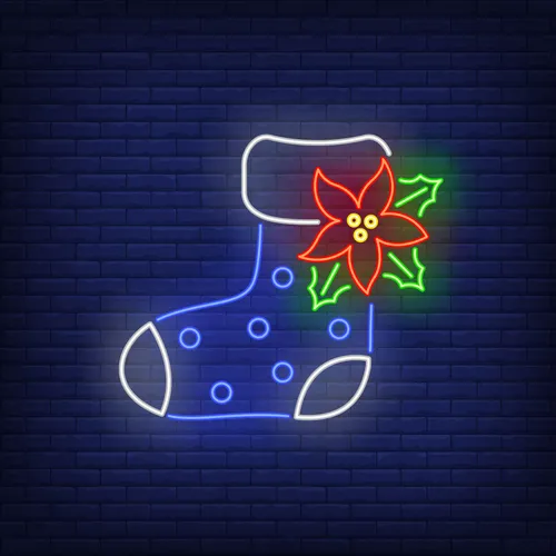 Boot Sock with Ponsettia Flower Neon Sign - All Signs Today