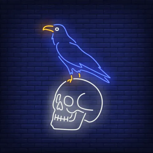 Crow Sitting Human Skull Neon Sign - All Signs Today