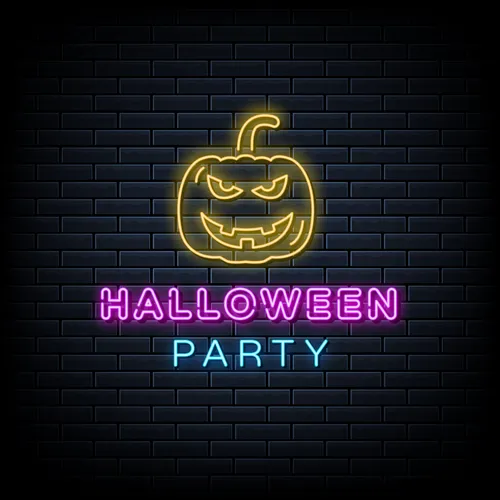 Halloween Party Neon Sign with Pumpkin - All Signs Today
