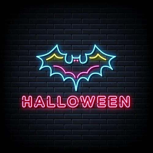 Halloween Neon Sign with Bat - All Signs Today