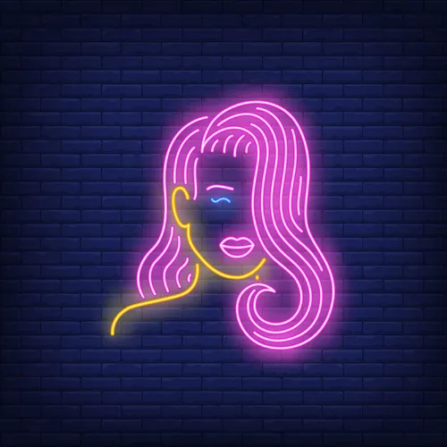 Girl with Pink Hair Neon Sign - All Signs Today