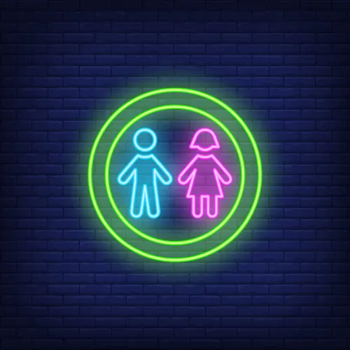 Boy & Girl Silhouettes Circle Neon Sign - All Signs Today