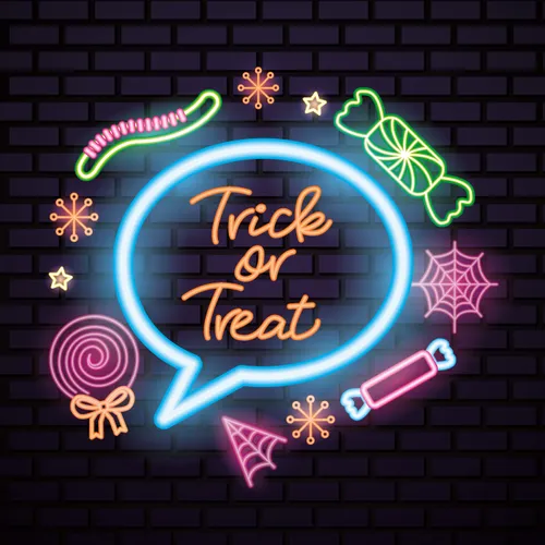 Cutie Trick Or Treat Neon Sign - All Signs Today