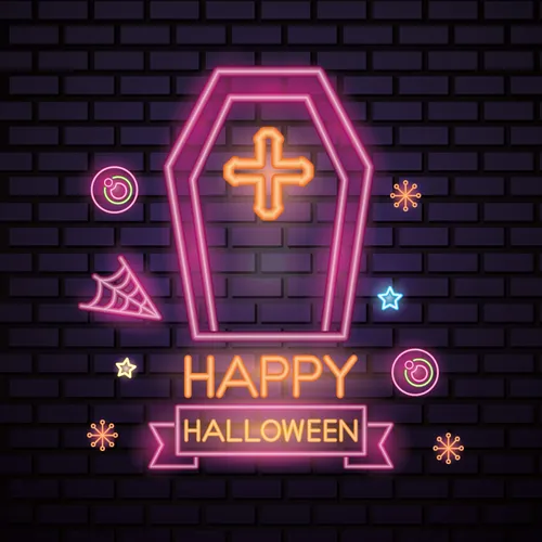 Pink Halloween Coffin Cross Neon Sign - All Signs Today