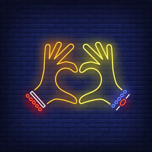Woman Hands Heart Gesture Neon Sign - All Signs Today