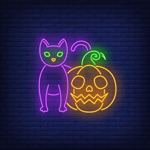 Scary Pumpkin Cat Neon Sign - All Signs Today