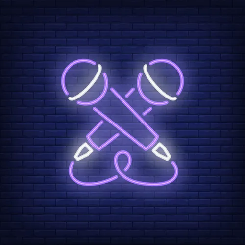 Crossed Microphone Neon Sign - All Signs Today