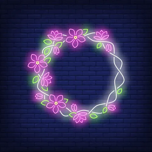 Floral Round Frame Neon Sign - All Signs Today