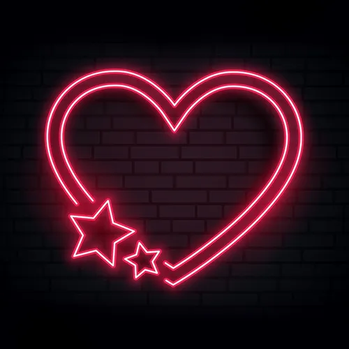 Red Love Heart Star Neon Sign - All Signs Today