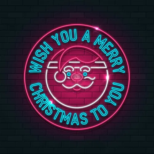 Circle Santa Christmas Neon Sign - All Signs Today