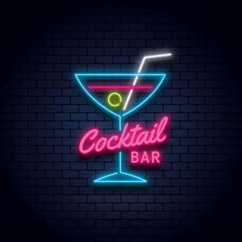 Cocktail Bar Glass & Zip Neon Sign - All Signs Today