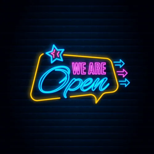 We are Open This Way Neon Sign - All Signs Today