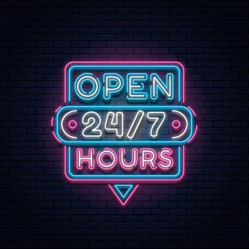 24/7 Open Hours Neon Sign - All Signs Today