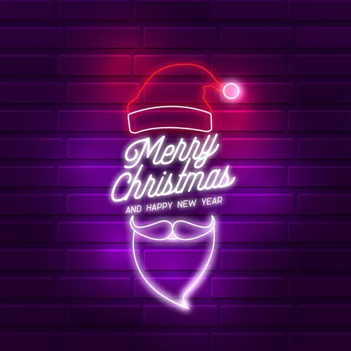 Santa Greeting Merry Christmas and New Year Neon Sign - All Signs Today