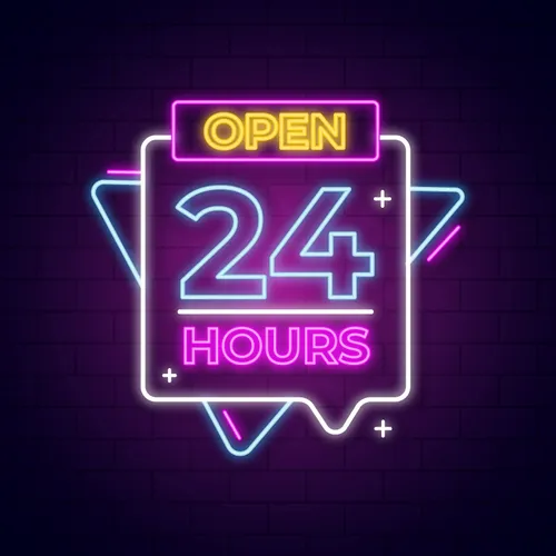 Open 24 Hours with Abstract Shapes Neon Sign - All Signs Today
