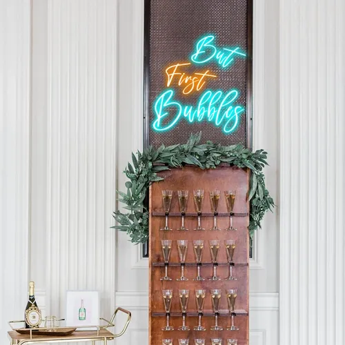 But First Bubbles Wedding Party Neon Sign - All Signs Today