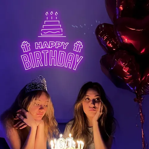 Happy Birthday with Cake Artwork Neon Sign - All Signs Today