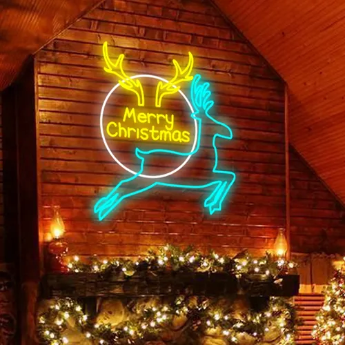 Merry Christmas Deer Neon Sign - All Signs Today