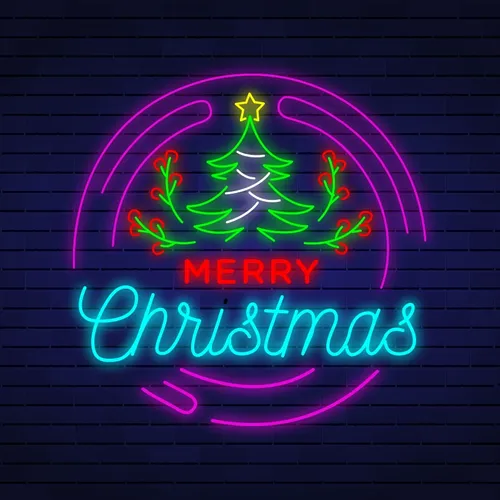 Merry Christmas Flower Tree Neon Sign - All Signs Today