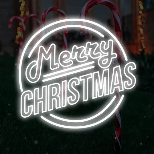Merry Christmas Double Circle Text Neon Sign - All Signs Today