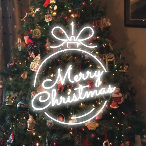 Merry Christmas Circle Text Neon Sign - All Signs Today