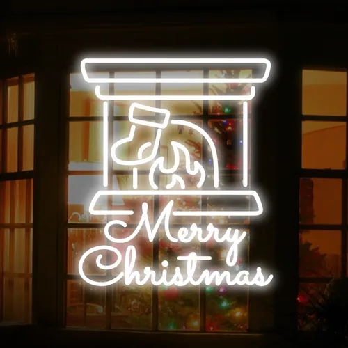 Merry Christmas Chimney Neon Sign - All Signs Today