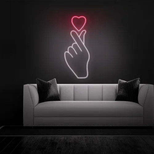 Finger Heart Neon Sign - All Signs Today