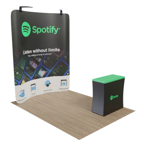 Custom Curved Zip Up Trade Show Display Backdrop Booth Stand 8' x 8' - All Signs Today