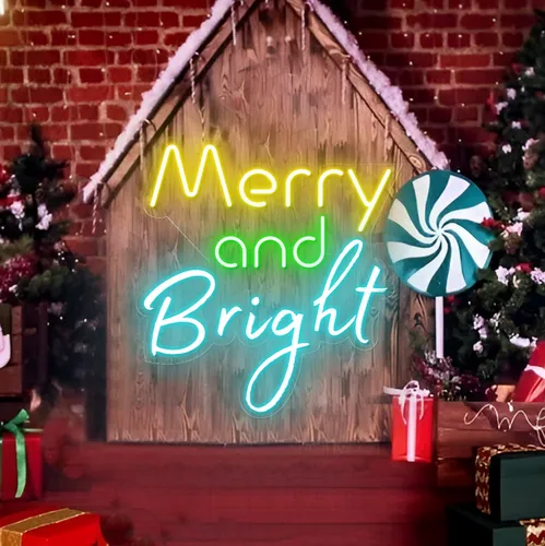 Merry & Bright Neon Sign - All Signs Today