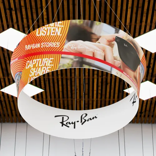 Custom Tapered Circle Personalized Trade Show Hanging Signs - All Signs Today