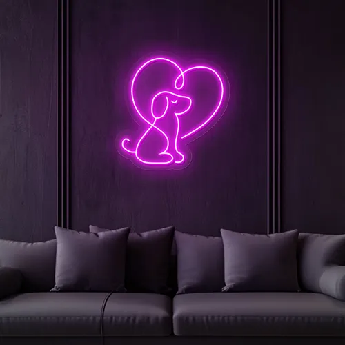 Scribble Dog Heart Neon Sign - All Signs Today