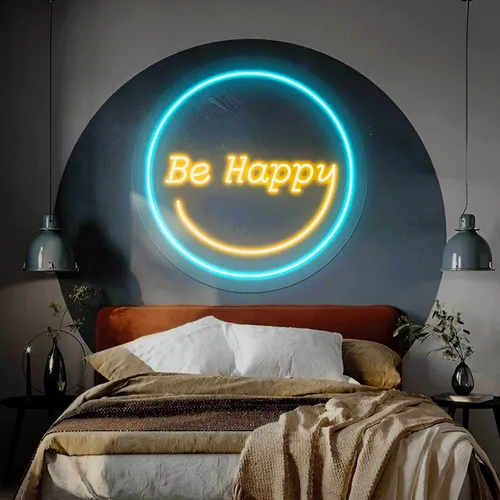 Be Happy Neon Sign - All Signs Today