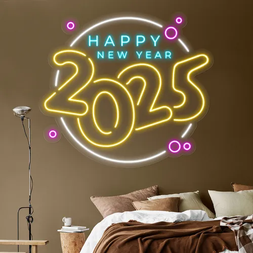Colorful New Year Neon Sign - All Signs Today