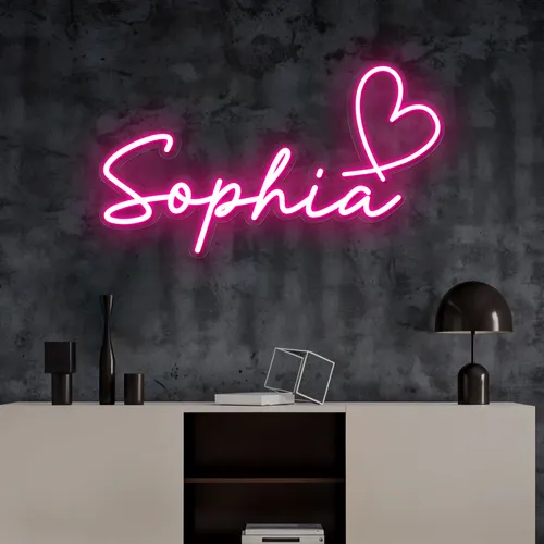 Sophia with Heart Neon Sign - All Signs Today