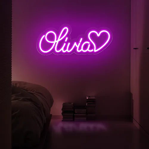 Olivia with Heart Neon Sign - All Signs Today