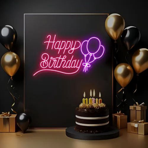 Happy Birthday Glow Neon Sign - All Signs Today