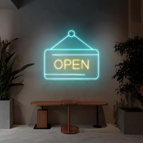 Glowing Open Neon Sign - All Signs Today