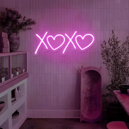 XOXO Heart Pink Neon Sign - All Signs Today