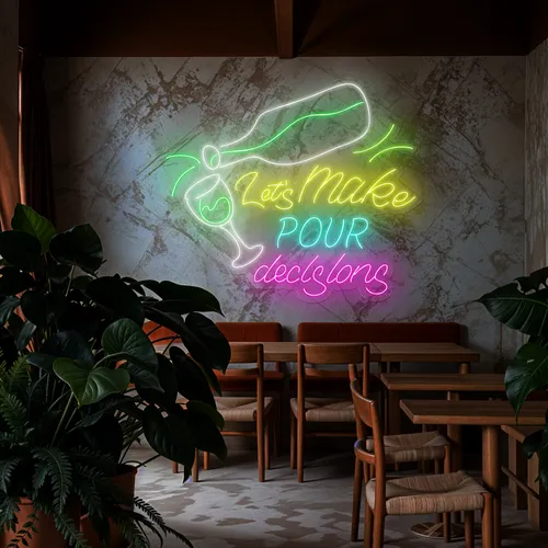 Cool "Let's Make Pour Decisions" Neon Sign - All Signs Today